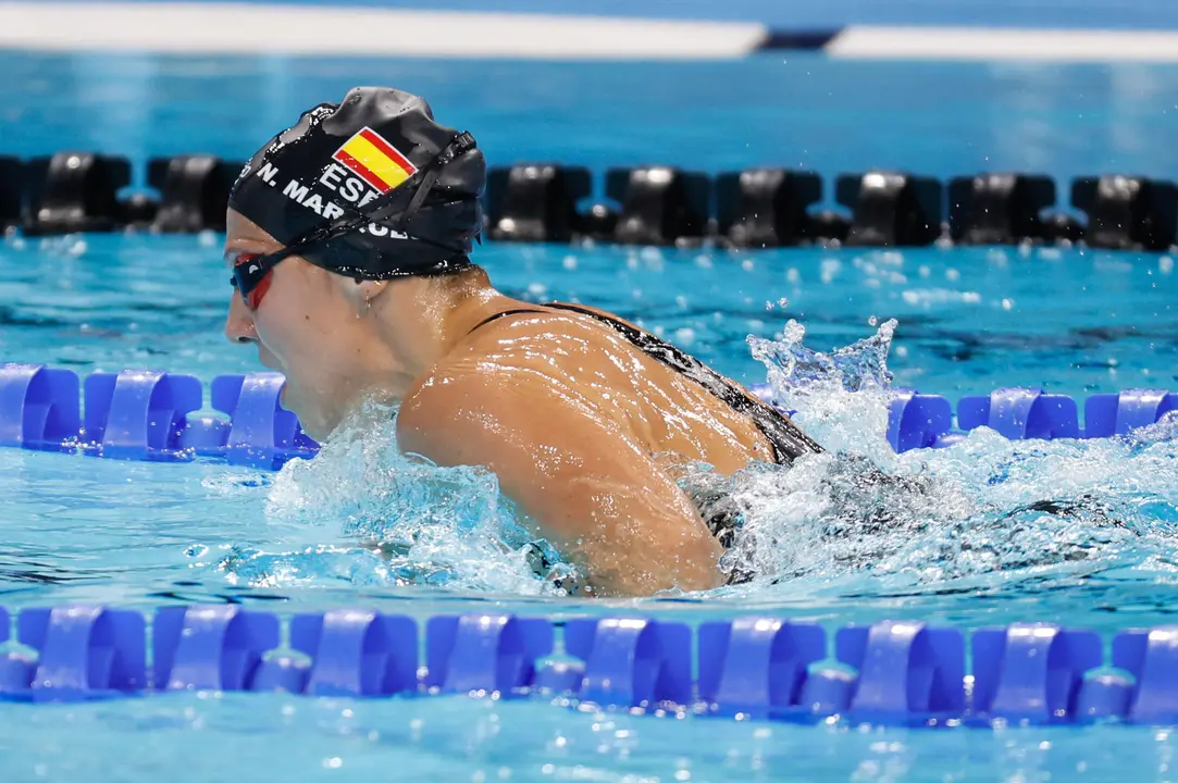 La nadadora espa&ntilde;ola Nuria Marqu&eacute;s durante la final de 200 m combinado SM9 femenino en los Juegos Paral&iacute;mpicos de Par&iacute;s en el Estadio de Francia este jueves. EFE/ Javier Etxezarreta