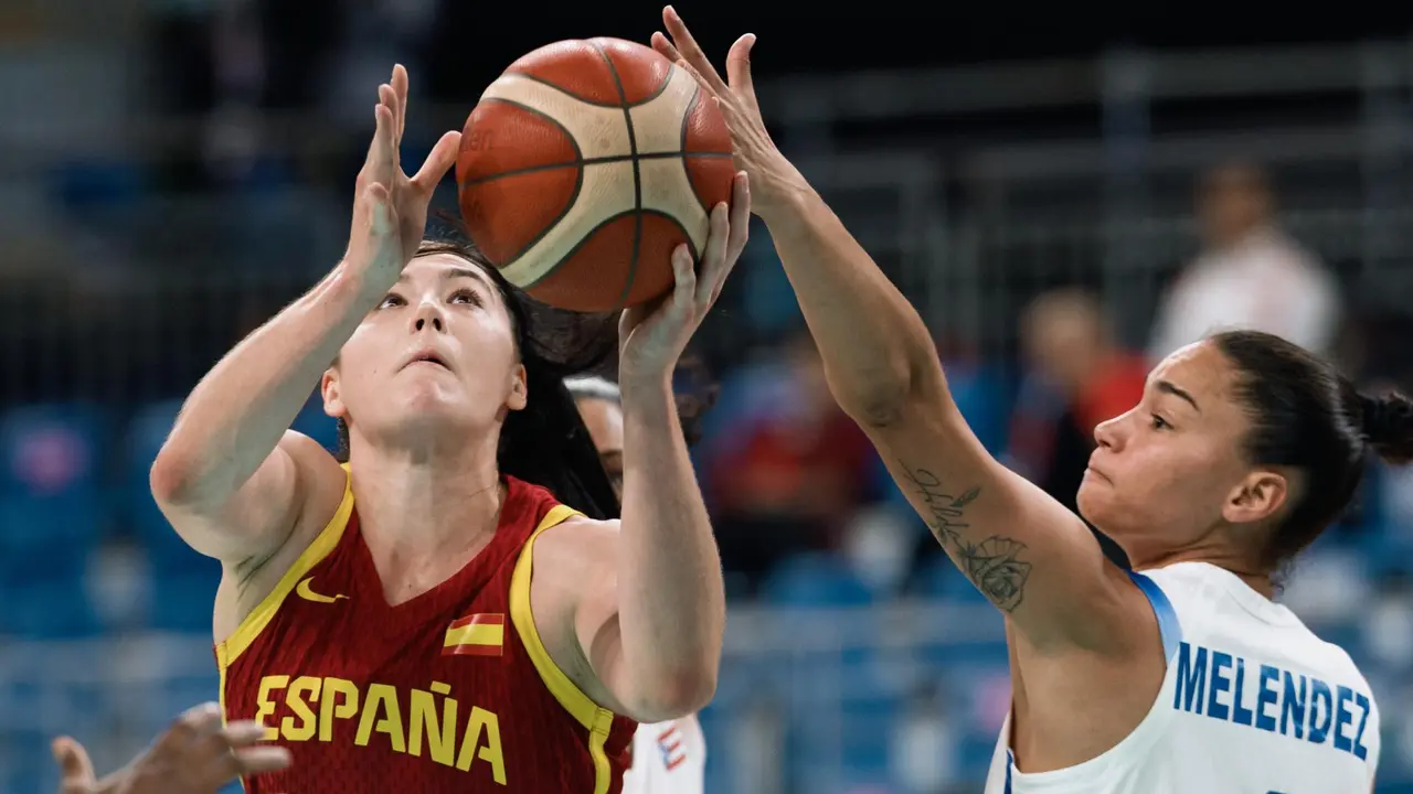 La espa&ntilde;ola Megan Gustafson durante el partido de este mi&eacute;rcoles. EFE/EPA/ALEX PLAVEVSKI